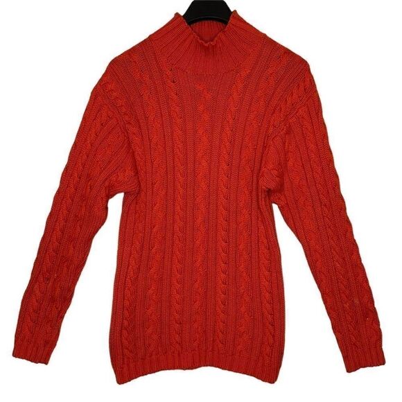 Vintage Ralph Lauren Country Mock Neck Cable Knit Sweater | Size L - Picture 1 of 7